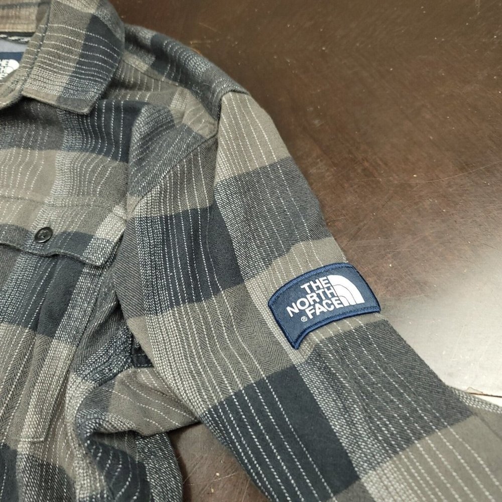The North Face Mens L Shirt Gray Plaid Stayside Chamois Button Front - Picture 6 of 13